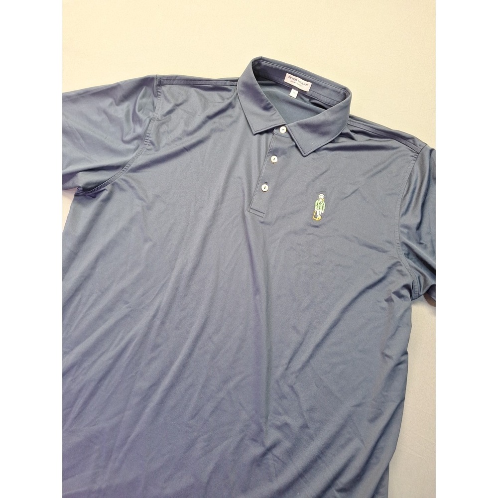 Peter Millar Summer Comfort Mens XL Navy Blue Golf‎ Polo Embroidery Preppy Club